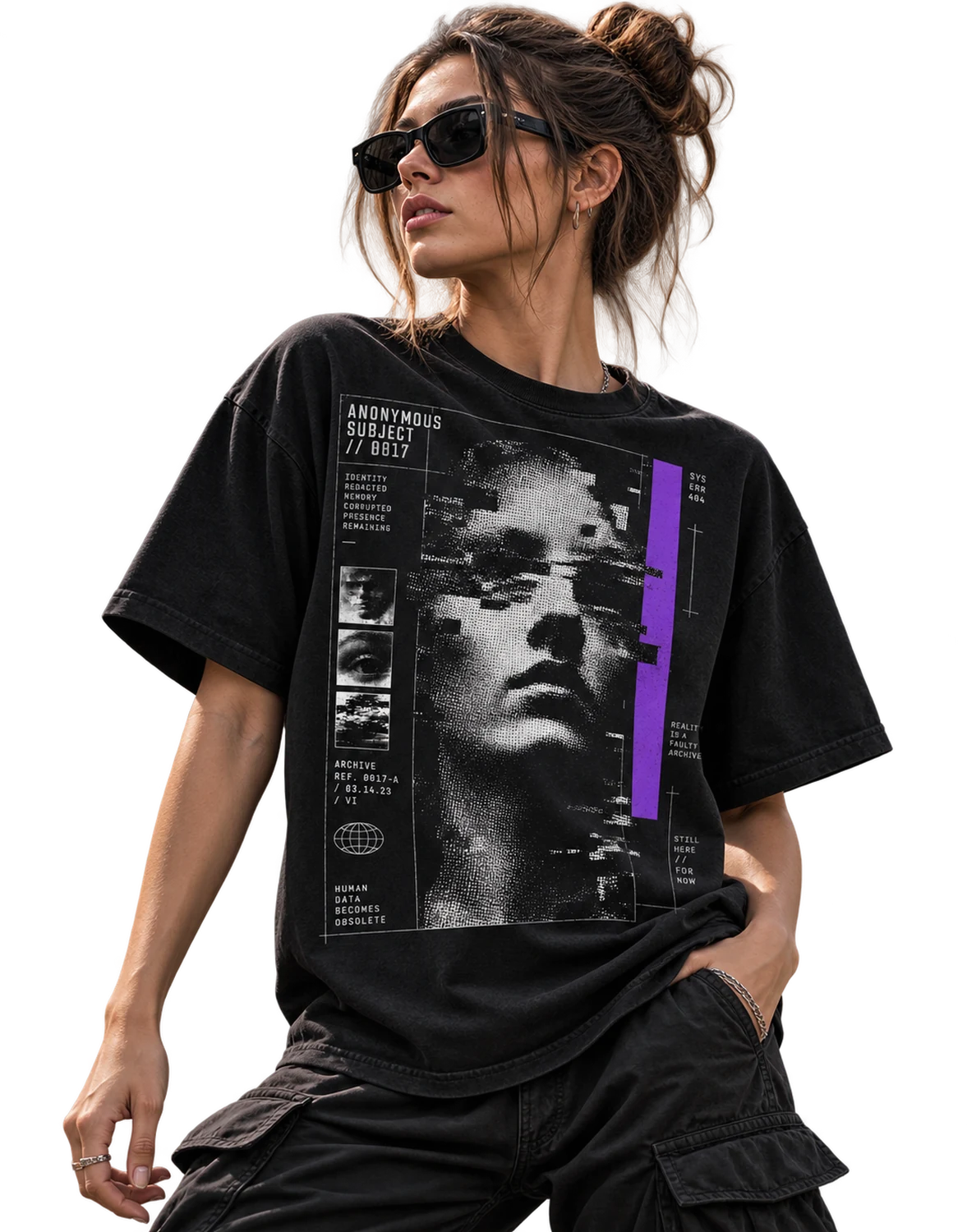 Anonymous Subject 0017 oversized tee on model